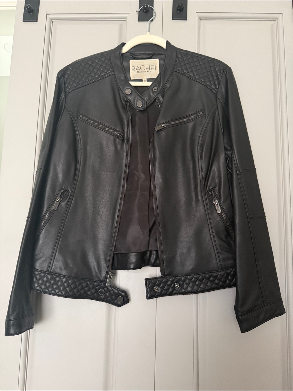 Rachel Black Quilted Leather Moto Jacket